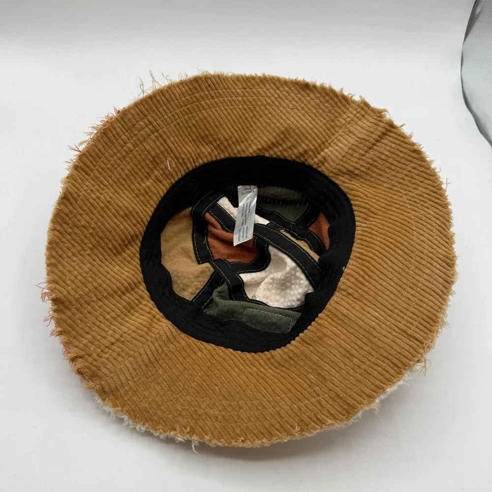 Urban Outfitters Bucket Hat Womens OS Multi Patchwork Corduroy Frayed Edge NEW
